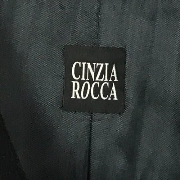 Cinzia Rocca Womens Size 4 Black Wide Collar Wool Angora Blend Designer Coat - Picture 7 of 8